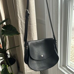 MHL Margaret Howell Cross Body Bag Black Leather